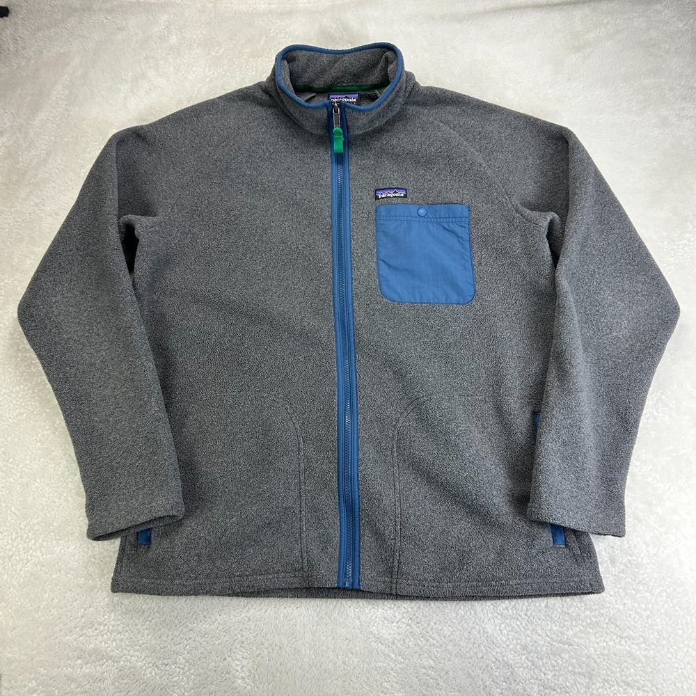 Patagonia‎ Synchilla Fleece Jacket Mens XL Gray Long Sleeve Full Zip Mock Neck